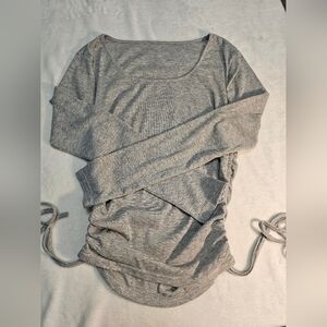 Drawstring side woman's gray long sleeve XL